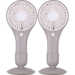 Urban Living Draagbare USB ventilator met standaard - 2x - grijs - 20 x 10 cm - Ventilatoren