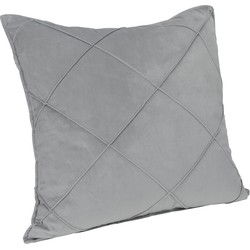 QUVIO Kussenhoes met ruit patroon - 50 x 50 cm - Fluweel - Grijs
