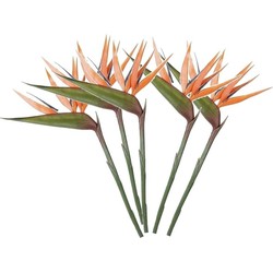 5x Oranje kunst strelitzia/paradijsvogelbloem kunstbloemen 90 cm decoratie - Kunstbloemen