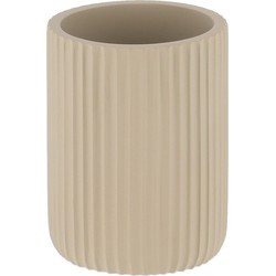 Tendance Tandenborstelbeker 101 - taupe - ribbel - PS - 7x9,5 cm - Tandenborstelhouders