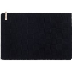 Knit Factory Gebreide Placemat - Onderlegger Uni - Zwart - 50x30 cm