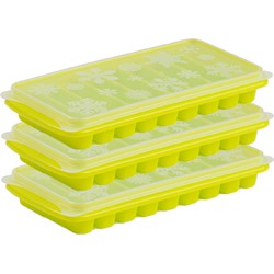3x stuks Trays met Flessenhals ijsblokjes/ijsklontjes staafjes vormpjes 10 vakjes kunststof groen - IJsblokjesvormen