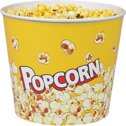 Urban Living Popcorn bak - geel print - kunststof - D14 - 2.2 liter - herbruikbaar - Snack en tapasschalen