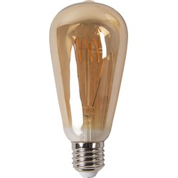 Clayre & Eef LED Lamp  Bruin Glas Rond Gloeilamp LED