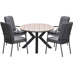 Garden Impressions Aleria tuinset 5-delig - Tulli tuintafel 180x115 cm - light teak vironwood