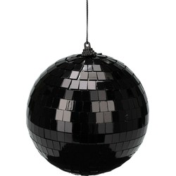 Christmas Decoration disco kerstbal - 1x st - zwart - 12 cm - kunststof - Kerstbal