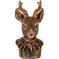 Clayre & Eef Decoratie Beeld Hert 13x11x22 cm Bruin Kunststof