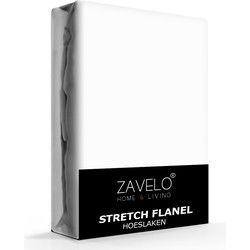 Zavelo Stretch Flanel Hoeslaken Wit-1-persoons (90x200 cm)