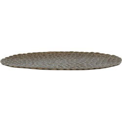 PTMD Lerissa Ovale Schaal - 50x28x3 cm - Aluminium - Goud - Bloemen