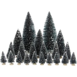 LuVille Kerstdorp Miniatuur Bristle Bomen - 21 Stuks - H22 x Ø8 cm