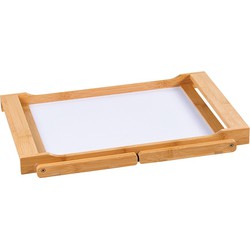 FSC® Bamboe Elegante inklapbare bedtafel met dienblad | Houten Bed tafel | Witte tafel | beddienblad | Ontbijt dienblad | Ontbijt op Bed | Afm. 59 x 33 x 24 Cm. | Kleur: BAMBOE / WIT