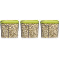 Plasticforte Voedselcontainer strooibus - 3x - groen - 1000 ml - kunststof - voorraadpot - Voorraadpot