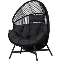 Ayla rattan tuin loungestoel zwart
