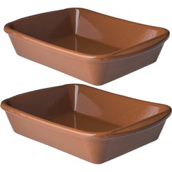 Set van 2x stuks tapas ovenschalen terracotta 18 x 14 x 4,5 cm - Serveerschalen