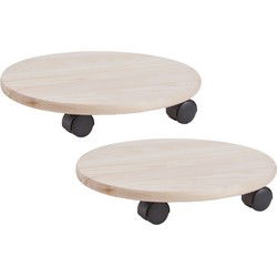 Zeller Planten trolley - 2x - multiroller hout - 35 cm - tot 100 kg - Planten onderzetter