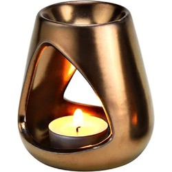 Geurbrander voor amberblokjes/geurolie - keramiek - goud - 9 x 10 x 9 cm - Geurbranders