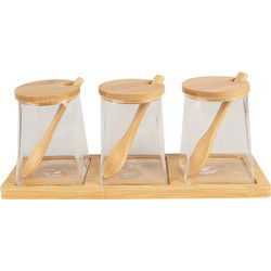 Clayre & Eef Voorraadpot Set van 3 Transparant Glas