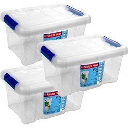 4x Opbergboxen/opbergdozen met deksel 5 liter kunststof transparant/blauw - Opbergbox