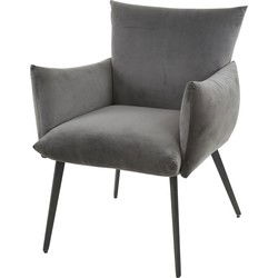 Eetkamerfauteuil Lobby Antraciet Velours - Giga Meubel