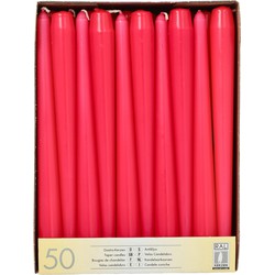 Conpax Candles Dinerkaarsen - 50x stuks - fuchsia roze - 25 cm - Dinerkaarsen