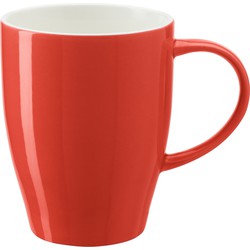 Bellatio Design Koffie mokken/bekers Paris - 1x - porselein - met oor - rood - 350 ml - Bekers