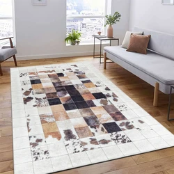 Amira Patchwork Design Wit / Bruin vloerkleed - Wasbaar - 80 X 150 CM