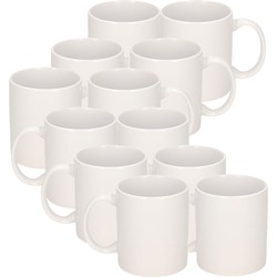Koffiemokken Basic model - 12x - keramiek - wit - 300 ml - voor kantoor/kantine - Bekers