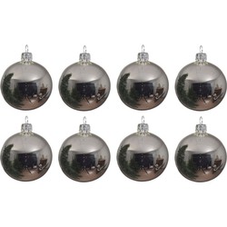 8x Glazen kerstballen glans zilver 10 cm kerstboom versiering/decoratie - Kerstbal