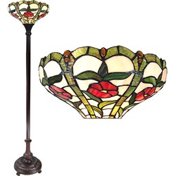 LumiLamp Tiffany Vloerlamp  Ø 31x186 cm Beige Groen Glas Staande Lamp