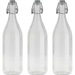 Cuisine Elegance set van 8x stuks weckflessen transparant beugeldop glas van 1 liter - Weckpotten