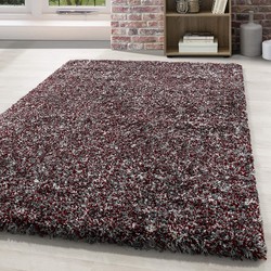 Hoogpolig vloerkleed - Lorium gemeleerd rood/grijs/wit - 80 X 150 CM