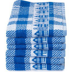 Twentse Damast Keukendoekenset - 6 stuks - Huizen Blauw