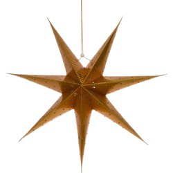 Verlichte kerstster - goud - 60 cm - batterijen - lampion - Kerststerren