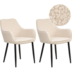 ALDEN - Eetkamerstoel set van 2 - Lichtbeige - Bouclé