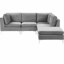 Beliani EVJA - Modulaire Sofa-Grijs-Fluweel