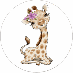 Label2X Muurcirkel kids giraffe meisje 40 cm / Forex - 40 cm