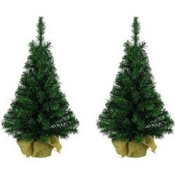 Everlands Everlands Mini kerstboompjes - 2x st - groen - 45 cm - Kunstkerstboom