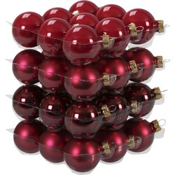 Othmar Kerstballen set - 36x stuks - glas - rood tinten - 4 cm - mat en glans - kerstversiering - Kerstbal