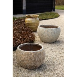 PTMD Bloempot Caedyn - 42x42x30 cm - Keramiek - Groen - Set van 2