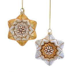 Ornament glas goud-zilver ster l10cm