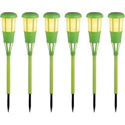 6x stuks solar tuinfakkel/tuinlamp groen op zonne-energie 61 cm - Fakkels