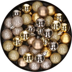 Set van 40x stuks kunststof kerstballen mix goud en champagne 3 cm - Kerstbal