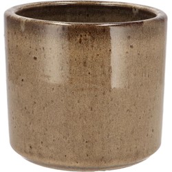 DK Design Bloempot model Brown Glaze - taupe - D14 x H15 cm - glanzend - Plantenpotten