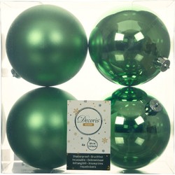 4x stuks kunststof kerstballen groen 10 cm glans/mat - Kerstbal