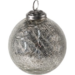Clayre & Eef Kerstbal  Ø 7 cm Zilverkleurig Glas Kerstdecoratie