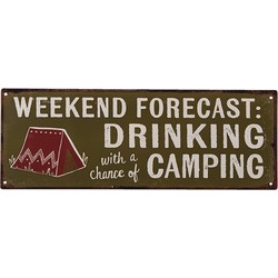 Clayre & Eef Tekstbord  36x13 cm Groen Ijzer Weekend Drinking Wandbord