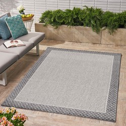 BELIZE INDOOR & OUTDOOR GRIJS / CRÈME VLOERKLEED KADER MOTIEF