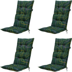 Madison -  Tuinstoelkussen Hoge Rug Joah green - Ca. 123x50 cm - Set van 4