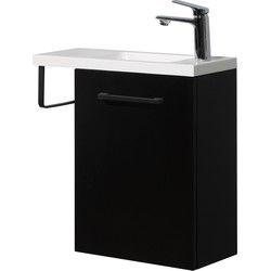Badplaats Toiletmeubel Neves 55 x 22 cm - Zwart Mat - Fonteinmeubel met Wastafel