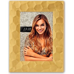 Kunststof fotolijstje goud met honinggraatstructuur geschikt voor een foto van 13 x 18 cm - Fotolijsten